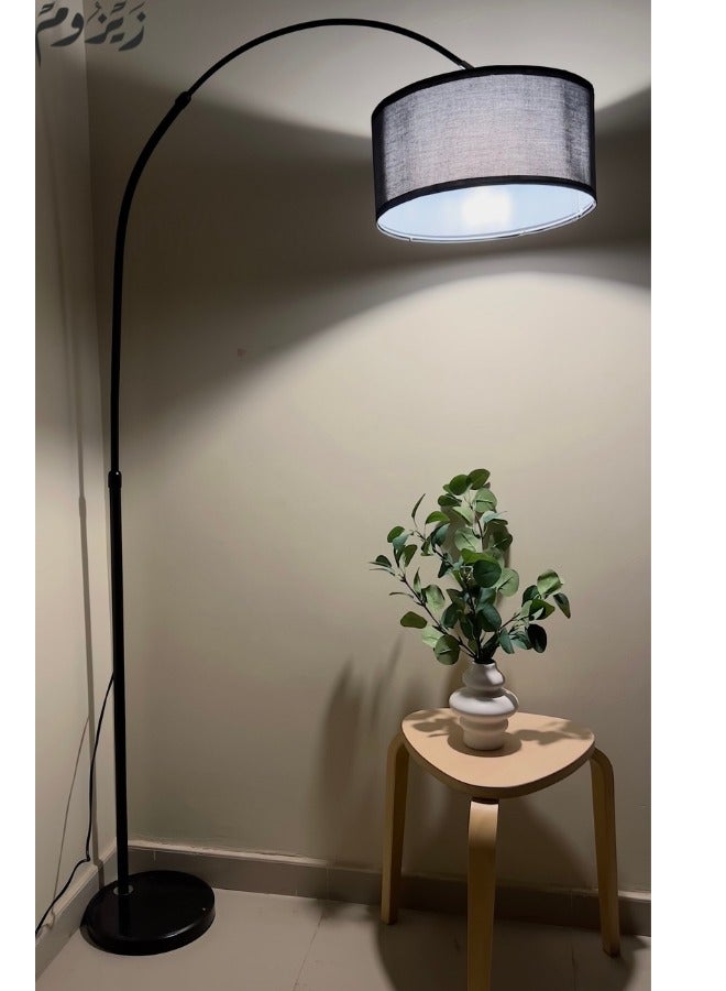 Tertial Floor Lamp for LED Stand Vintage Arc Pole Light with Warm Light Remote Control for Living Room Office Bedroom Marble Black 12W 185x38 cm  - Image 1