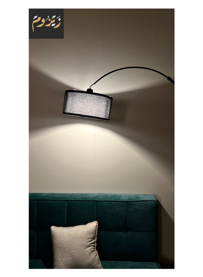 Tertial Floor Lamp for LED Stand Vintage Arc Pole Light with Warm Light Remote Control for Living Room Office Bedroom Marble Black 12W 185x38 cm  - Image 3