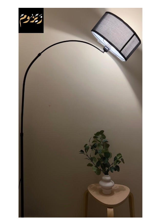 Tertial Floor Lamp for LED Stand Vintage Arc Pole Light with Warm Light Remote Control for Living Room Office Bedroom Marble Black 12W 185x38 cm  - Image 2