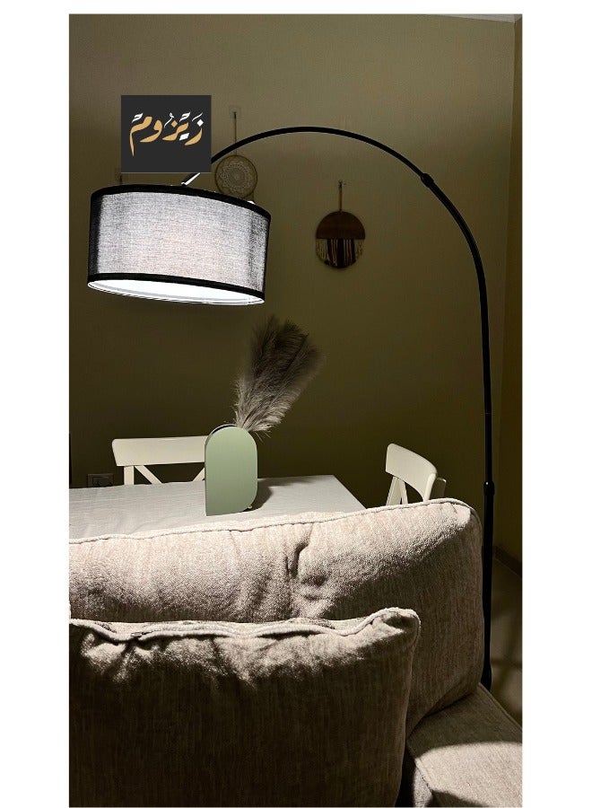 Tertial Floor Lamp for LED Stand Vintage Arc Pole Light with Warm Light Remote Control for Living Room Office Bedroom Marble Black 12W 185x38 cm  - Image 4