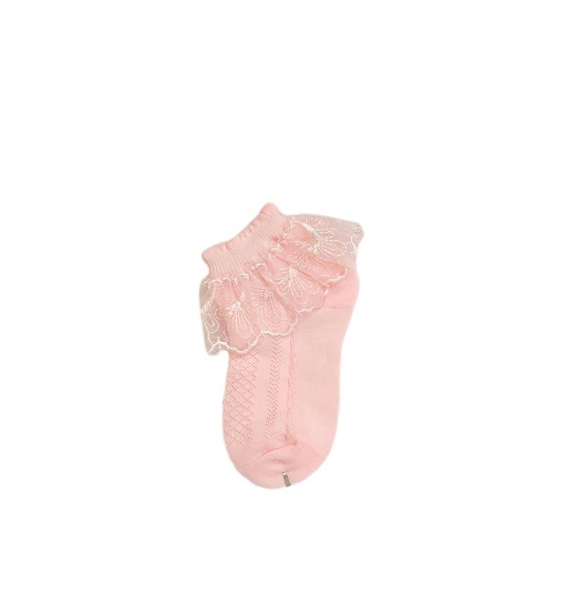 heartbury Baby Girls Cute And Colorful Organic Cotton Frill/Lace Ankle Length Baby Socks For 4-5 Years-4 Pairs, Multicolour - Image 2