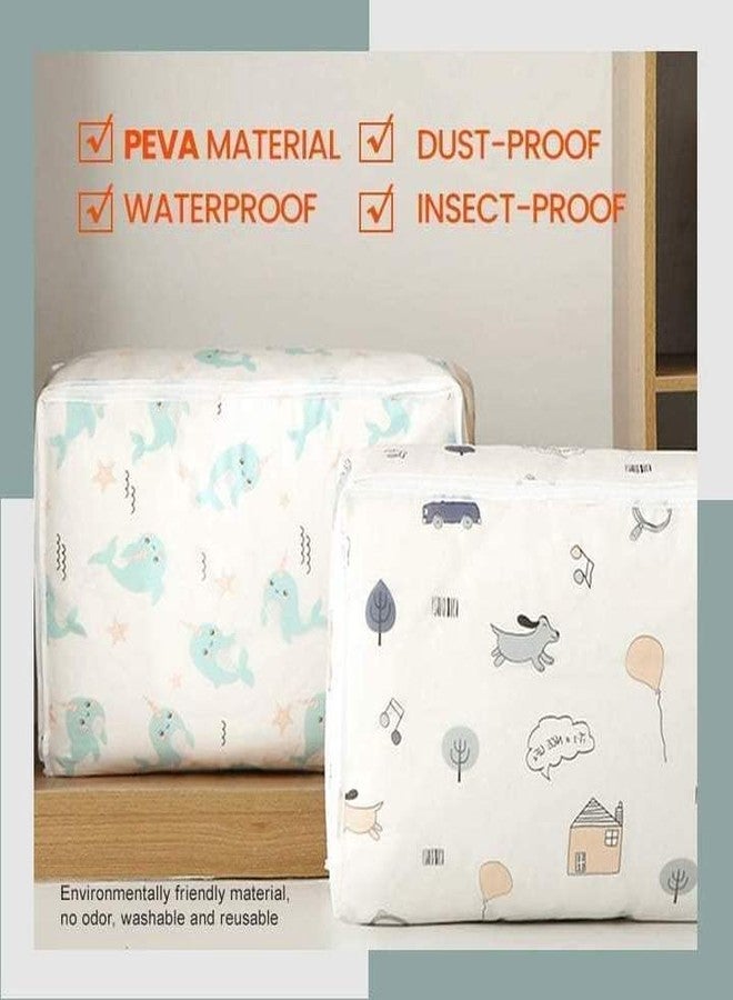 BIRZAR Waterproof, Fold-able, Printed, Square Bag, Storage Organizer, Moisture Proof, Dust Proof, Washable, Bags for Storing Blankets & Clothes (Multicolor) (2, poly_ethylene_vinyl_acetate, pack of 1) - Image 4