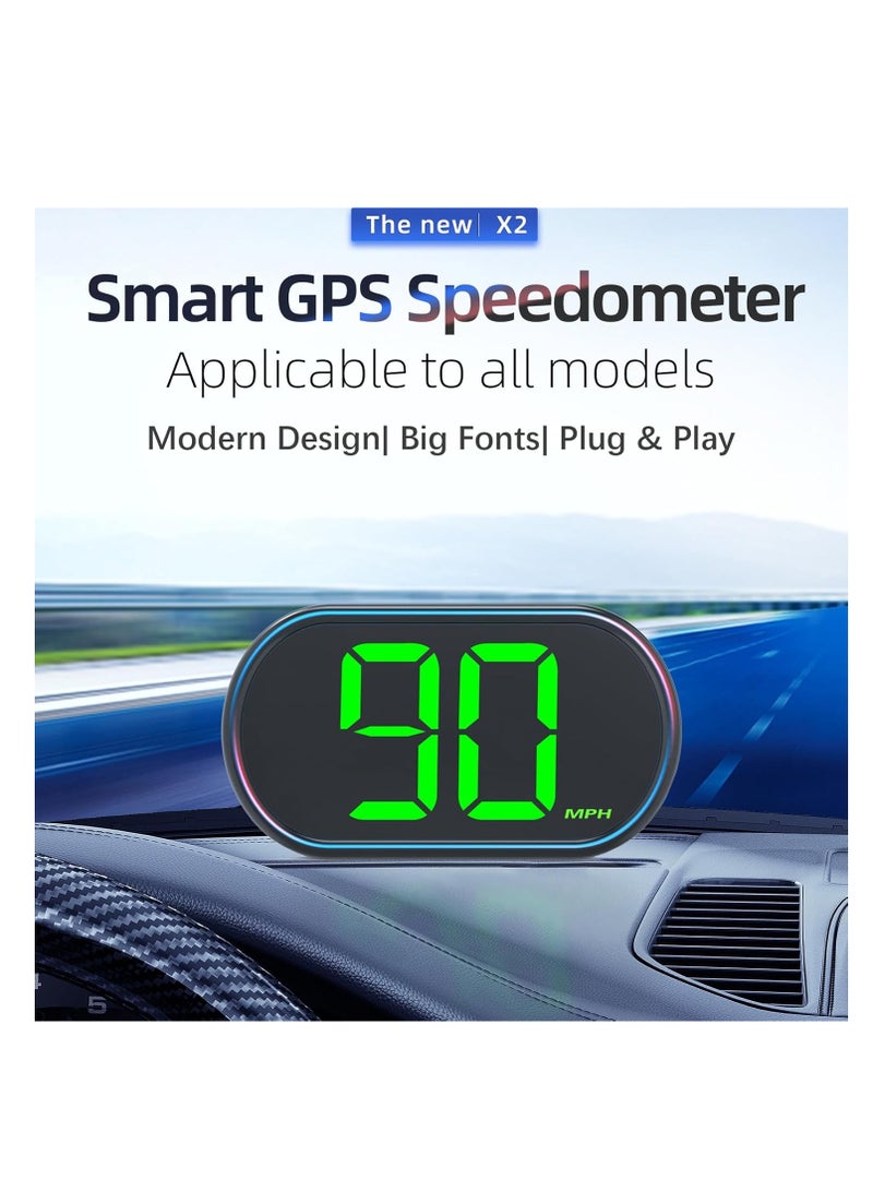 فورتي عداد سرعة GPS للسيارة، شاشة عرض أمامية للسيارة، شاشة LCD مقاس 2 بوصة HUD، كابل بيانات USB للتوصيل والتشغيل، مناسب لجميع المركبات - Image 2