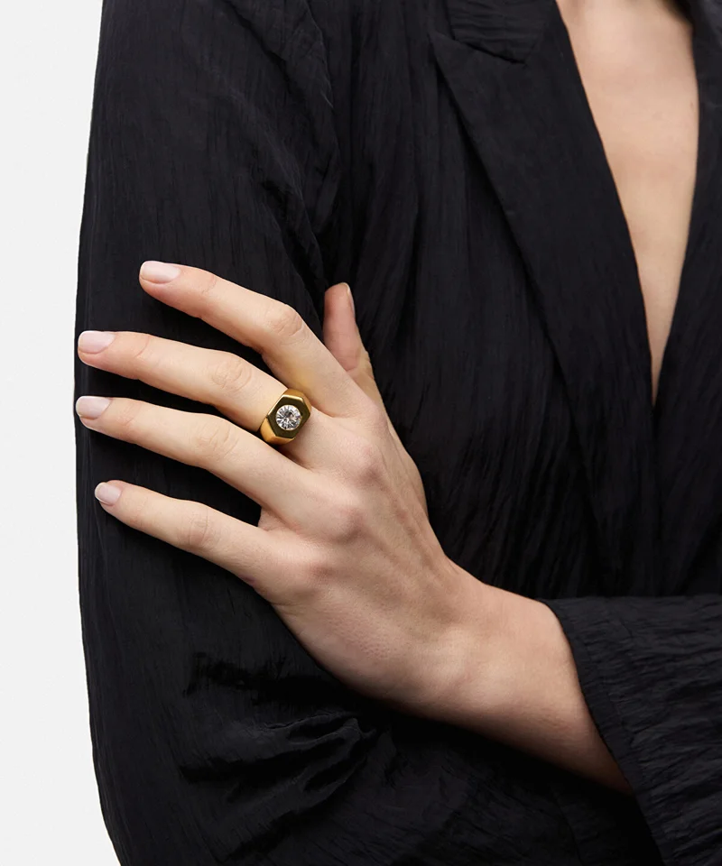 ابيكول Rhinestone Embellished Ring