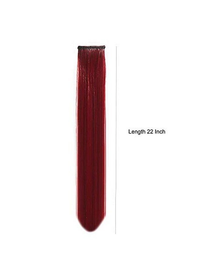 Paradise - Hair Streak Colored Extension Highlighter For Women And Girls (Set Of 4 Pc) (Maroon) - Image 1