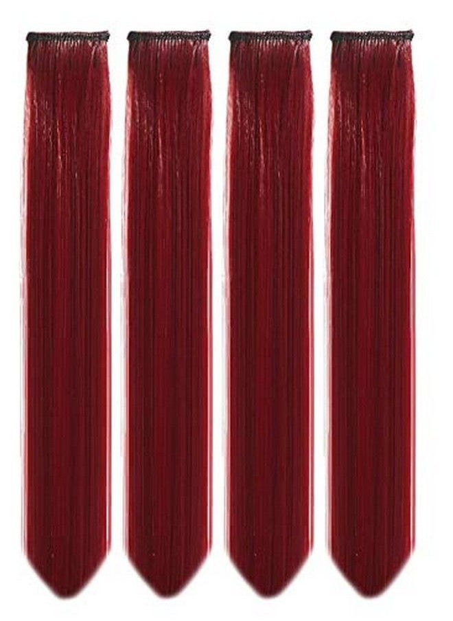 Paradise - Hair Streak Colored Extension Highlighter For Women And Girls (Set Of 4 Pc) (Maroon) - Image 1