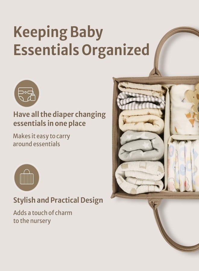 Prplet Baby Diaper Organizer Caddy Baskets – Large Nursery Storage Basket with Handles, Removable Dividers & Multiple Compartments | Diaper Bag for New born Essentials, Toys, Wipes, Bottles (Brown) - Image 2