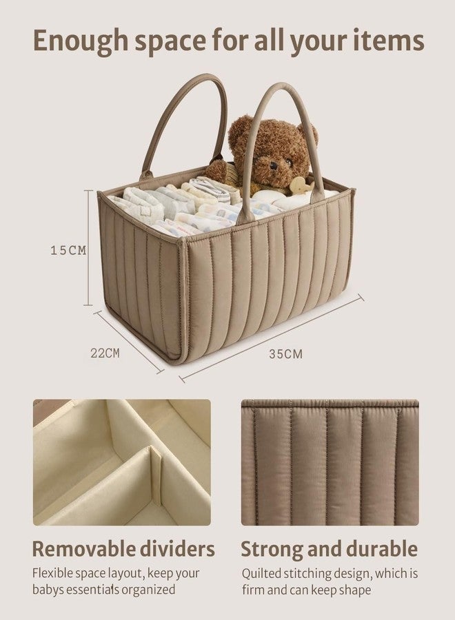 Prplet Baby Diaper Organizer Caddy Baskets – Large Nursery Storage Basket with Handles, Removable Dividers & Multiple Compartments | Diaper Bag for New born Essentials, Toys, Wipes, Bottles (Brown) - Image 3