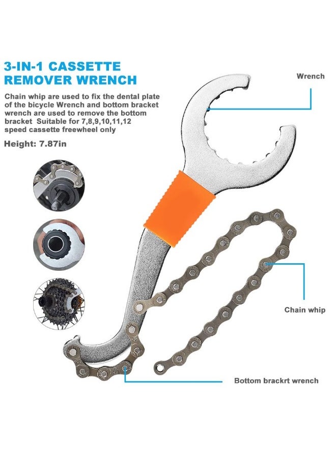 Generic - Comprehensive Bike Repair Tool Kit: Includes Crank Removal Tool, 3-in-1 Cassette Removal Tool, Bottom Bracket Remover, Rotor Lock Ring Tool, Pedal Wrench, and Multi-Purpose Utility Tool. - Image 1