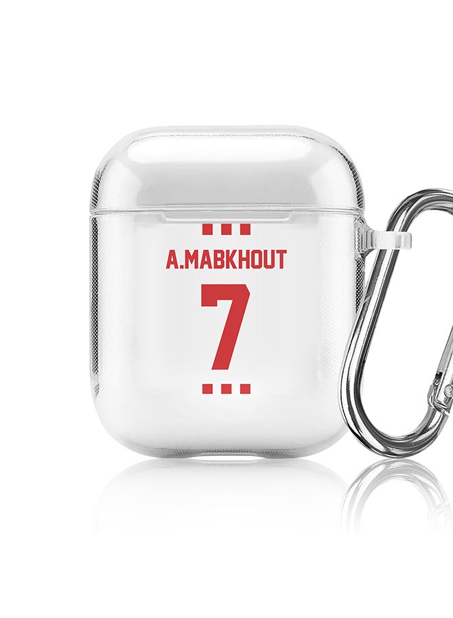Stylizedd Classic Clear printed Case for Apple Airpods 2 / 1 Soft TPU Gel Thin Transparent Flexible Cover - Football Team - UAE, Player Name - A.Mabkhout - Image 1