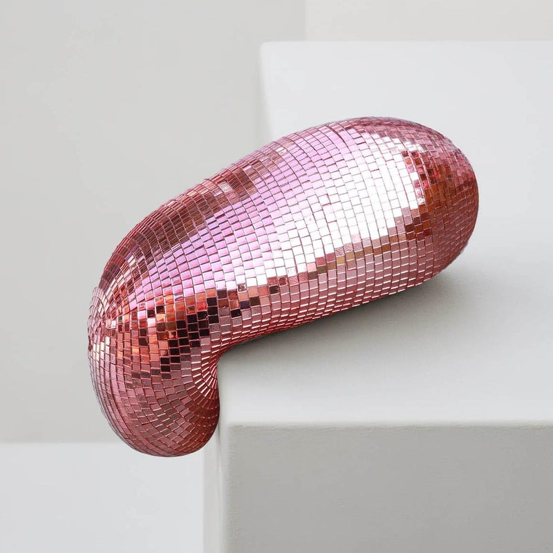 ديكور كرة الديسكو المذابة من TUCAI - كرة مرآة ديكور منزلي - ديكور غرفة جمالية بأسلوب فريد ومميز - ديكور ماكسيمالي للمكتب وغرفة النوم - ديكور منزلي حديث - لون وردي صغير