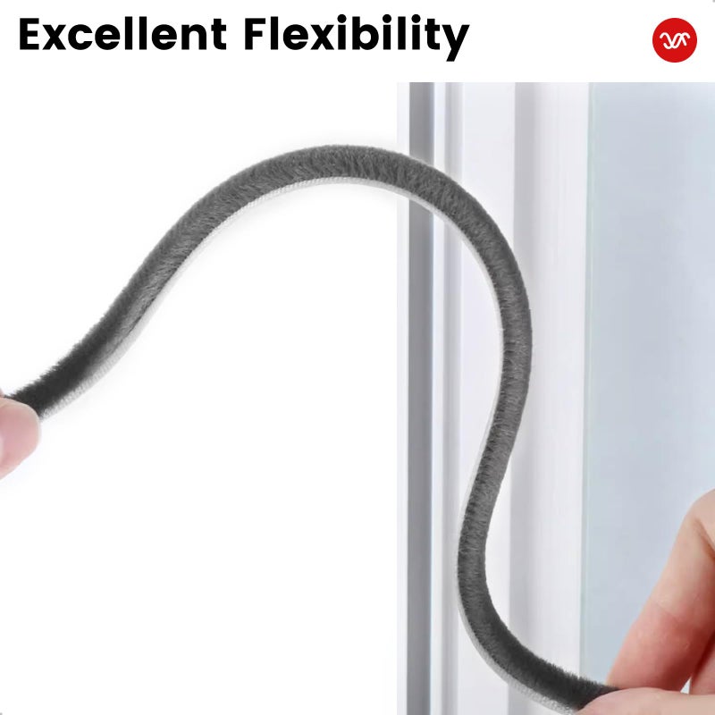 Topiverse Weather Stripping for Doors and Windows, Brush Seal Strip, Strong Adhesive, Weatherproof, Dustproof, Soundproof, Noise and Wind Blocker, Gap Filler, Window Insert, Grey, 0.35 in x 0.20 in x 16.5 FT - Image 5
