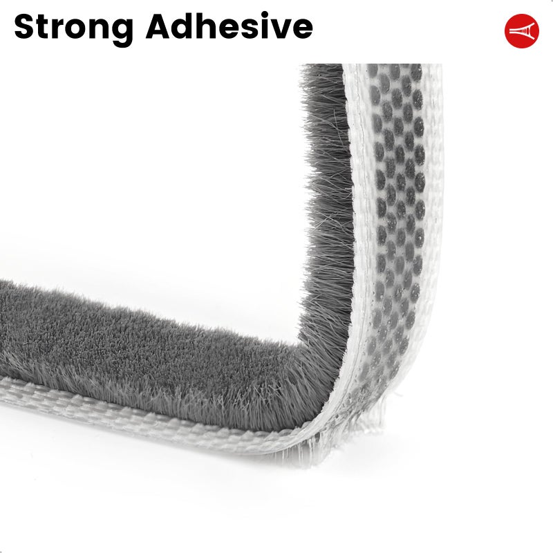 Topiverse Weather Stripping for Doors and Windows, Brush Seal Strip, Strong Adhesive, Weatherproof, Dustproof, Soundproof, Noise and Wind Blocker, Gap Filler, Window Insert, Grey, 0.35 in x 0.20 in x 16.5 FT - Image 4