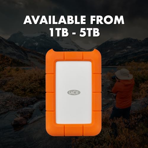 LaCie Rugged USB-C 5TB محرك أقراص خارجي محمول USB 3.0، مقاوم للصدمات، الغبار، والمطر، لأجهزة Mac و PC المكتبية والمحمولة وخدمات استعادة البيانات لمدة سنتين (STFR5000800) - Image 4