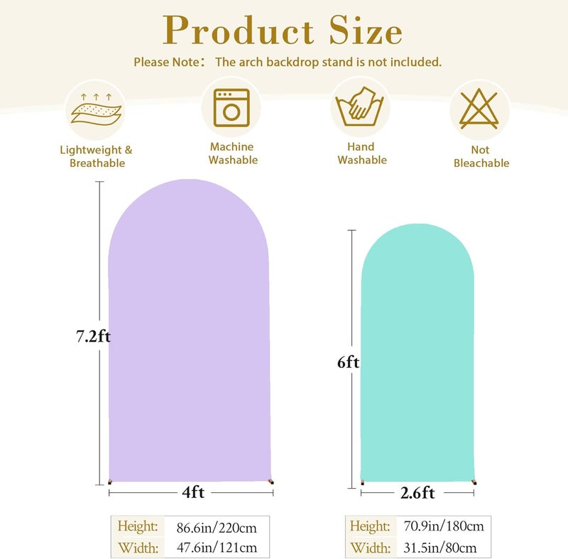 Suppromo Purple and Blue Arch Cover 2 Set-7.2FT, 6FT Arch Backdrop Cover Spandex Fitted Mermaid Arch Stand Covers for Under The Sea Birthday Party Wedding Baby Shower Ceremony Photo Background Decorations - Image 5