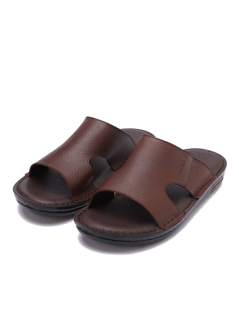 Men's Genuine Leather Open Toe Slippers - Comfortable and stylish for everyday use with a slip-resistant sole - Image 2