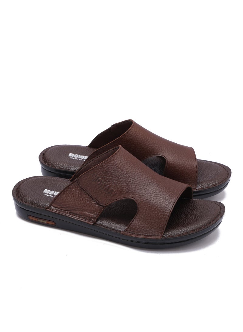 Men's Genuine Leather Open Toe Slippers - Comfortable and stylish for everyday use with a slip-resistant sole - Image 1