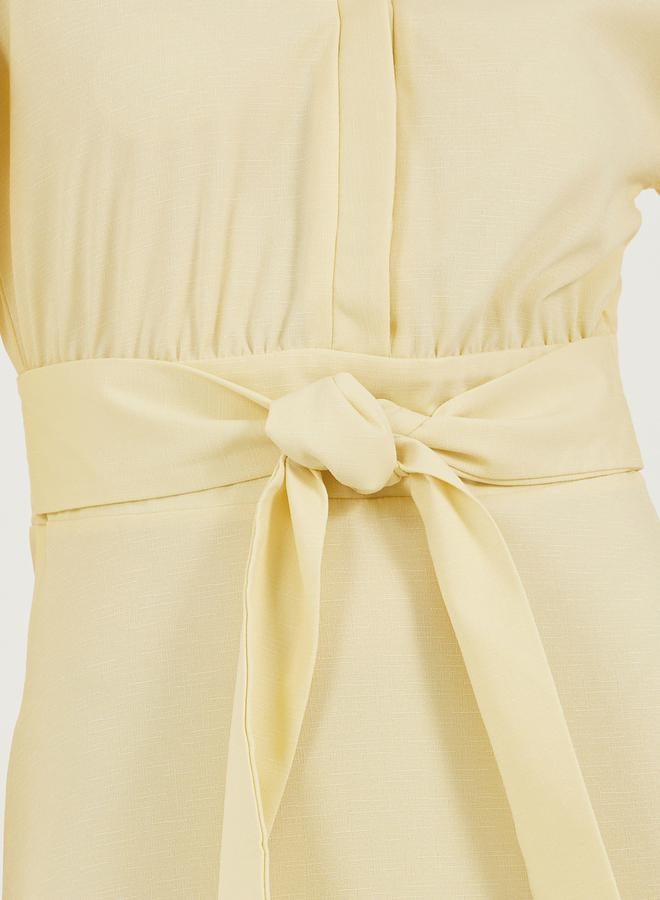 Styli Notch Neck Tiered Maxi Dress with Tie-Up Belt  - Image 3