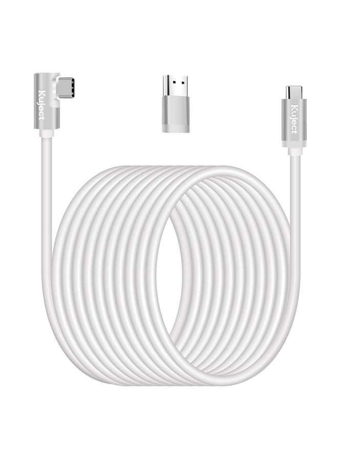 Kuject Link Cable 20FT Compatible for Quest 3S/3, Quest 2/Pro, Pico 4, VR Headset Accessories Cable for Rift S/Steam VR Games, USB 3.0 Type C to C High Speed Data Transfer Cord for Gaming PC, White - Image 1