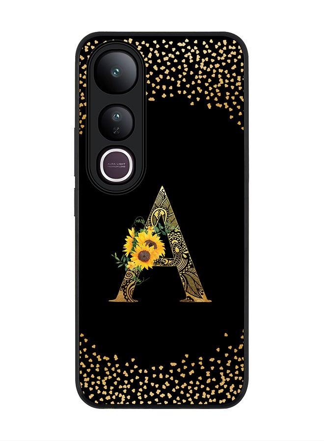 Stylizedd For vivo V50 Lite Case,Slim fit Camera Protection, Shockproof Thin Phone cover  - Custom Floral Monogram - A ( Black )