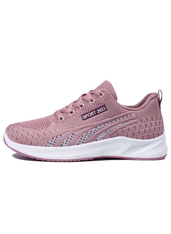 Spring Flat Comfortable Fly-knit Breathable Mesh Sneakers For Women, Casual Fashion Running Shoes For Moms