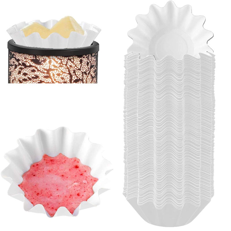 JuoPool 50 Wax Melt Warmer Liners Scented Wax Melt Cups for Plug in Wax Warmer Electric Wax Melter Candle Warmer Plate and Wax Burner Reusable and Leakproof for Any Scented Wax Cubes