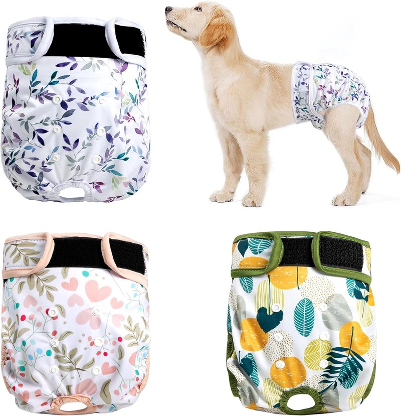 ZINGTERRA Washable Female Dog Diapers 3Pack,Reusable Diaper for Doggie,Highly Absorbent Dog Diaper,Adjustable Leakproof Puppy Diapers Skirt for Heat,Incontinence,Period Doggy Nappies L - Image 1