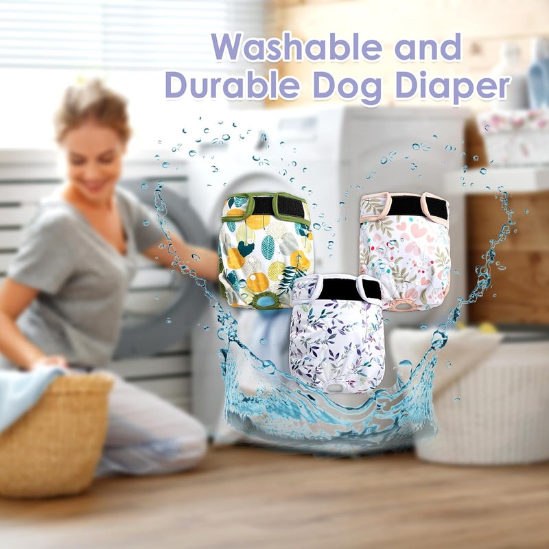 ZINGTERRA Washable Female Dog Diapers 3Pack,Reusable Diaper for Doggie,Highly Absorbent Dog Diaper,Adjustable Leakproof Puppy Diapers Skirt for Heat,Incontinence,Period Doggy Nappies L - Image 3