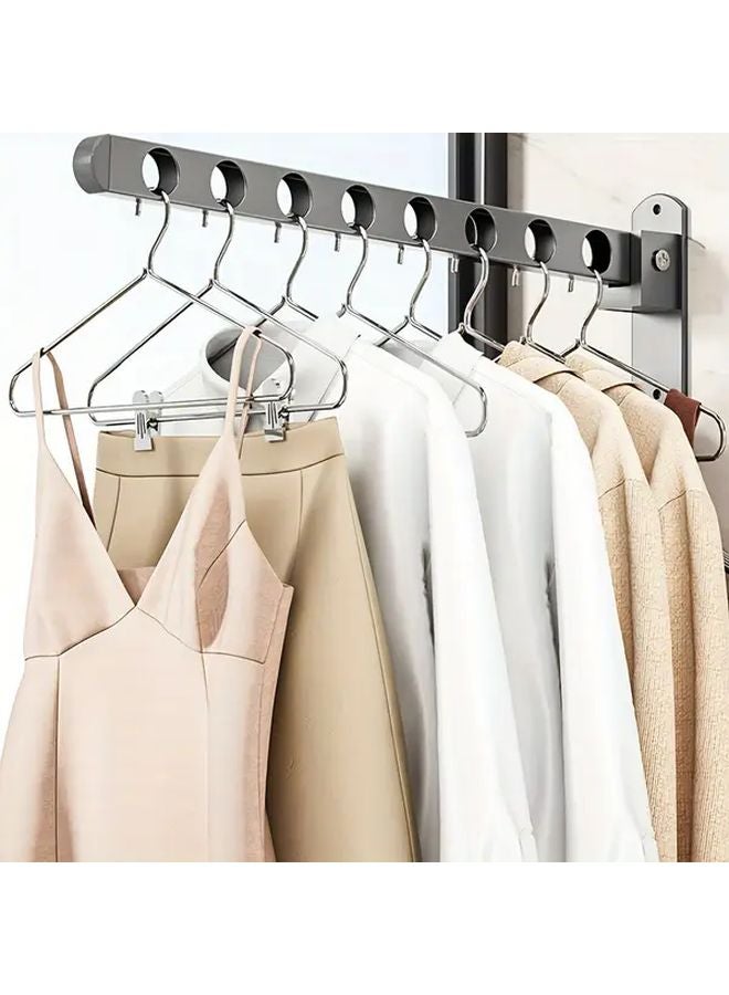 Gray Foldable Metal Wall Mounted Adjustable Clothes Drying Rack Storage Organizer - Image 3