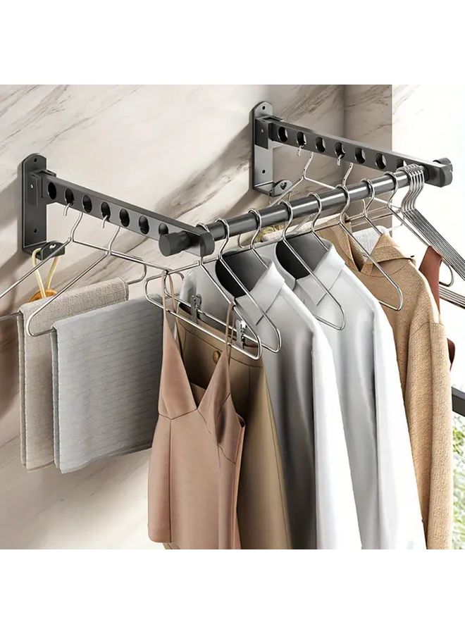 Gray Foldable Metal Wall Mounted Adjustable Clothes Drying Rack Storage Organizer - Image 5