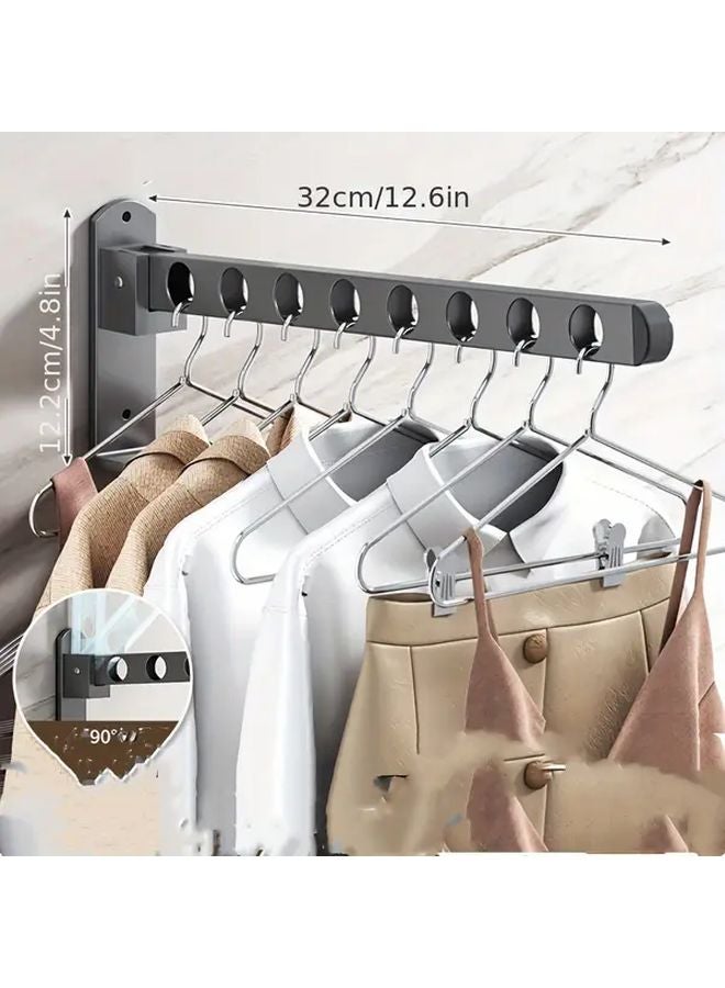 Gray Foldable Metal Wall Mounted Adjustable Clothes Drying Rack Storage Organizer - Image 4