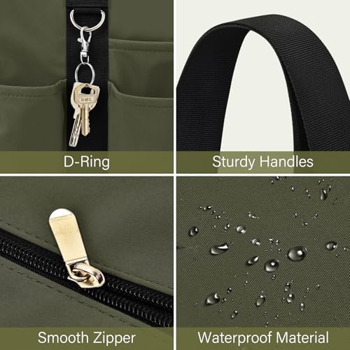 Becokan Large Tote Bag for Women Waterproof with 12 Pockets Top Zipper Closure Utility Teacher Nurse Bags for Work School - Image 4