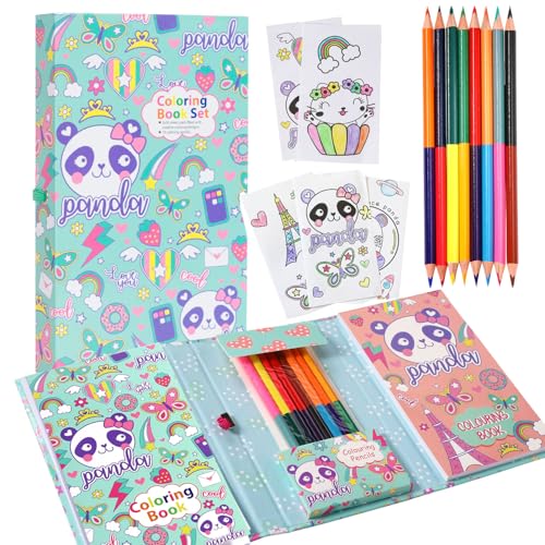 YOYTOO Panda Coloring Book Set with Coloring Pages Colored Pencils Art Supplies for Kids Ages 468 Arts Crafts Travel Coloring Kit for Girls 4 5 6 7 8 Year Old Birthday Gifts - Image 1
