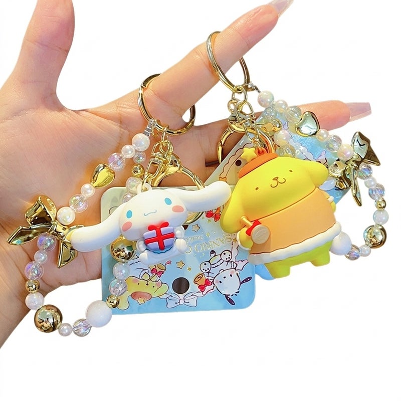 Sanrio Angel Keychain Plush Doll Cartoon Kuromi Cute Car Bag Decoration - Image 3