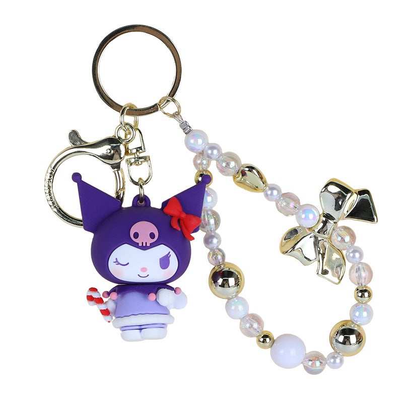 Sanrio Angel Keychain Plush Doll Cartoon Kuromi Cute Car Bag Decoration - Image 5