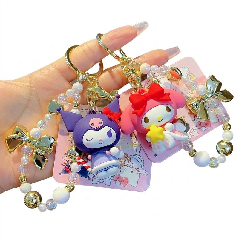 Sanrio Angel Keychain Plush Doll Cartoon Kuromi Cute Car Bag Decoration - Image 1