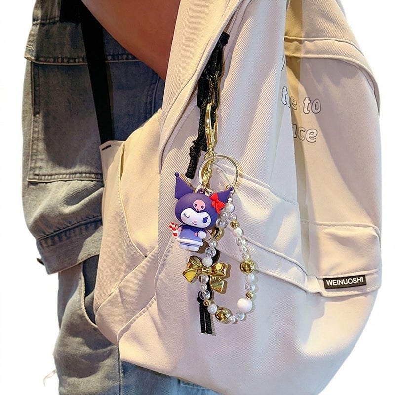 Sanrio Angel Keychain Plush Doll Cartoon Kuromi Cute Car Bag Decoration - Image 4