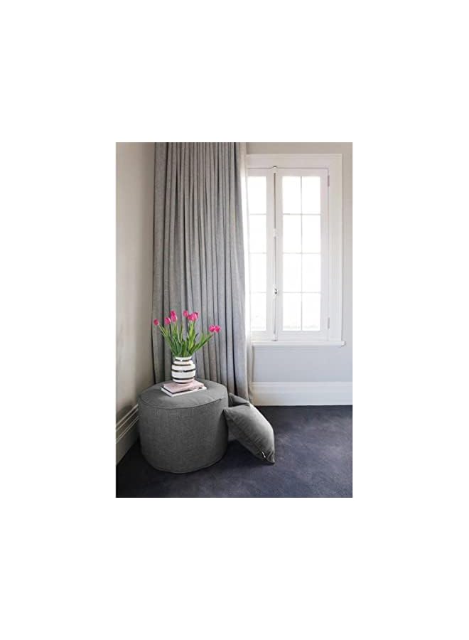 Zaboon Ottoman Pouf & Cushion Set Soft And Comfortable Made Of Linen Fabric Filled With Beans Grey Color Small Size - Image 2