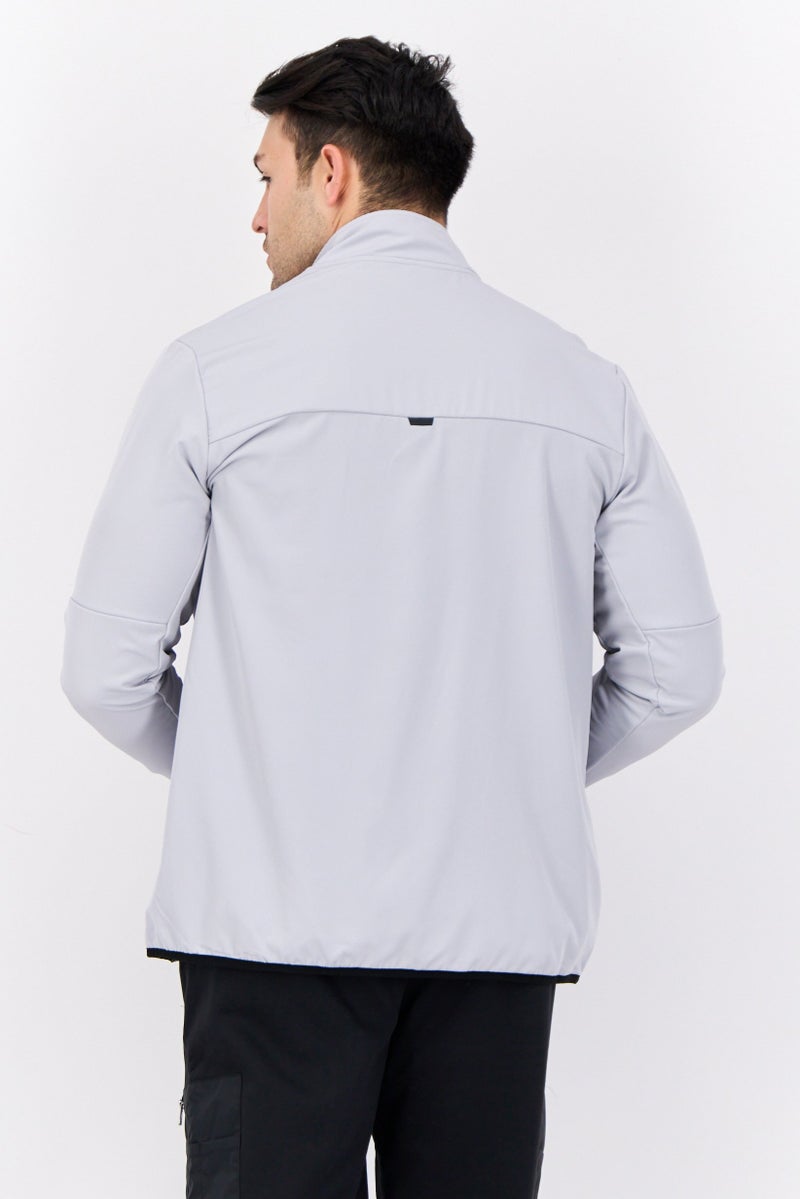 MOTION ملابس رياضية للرجال بزي مناسب بسحاب كامل، رمادي فاتح - Image 3