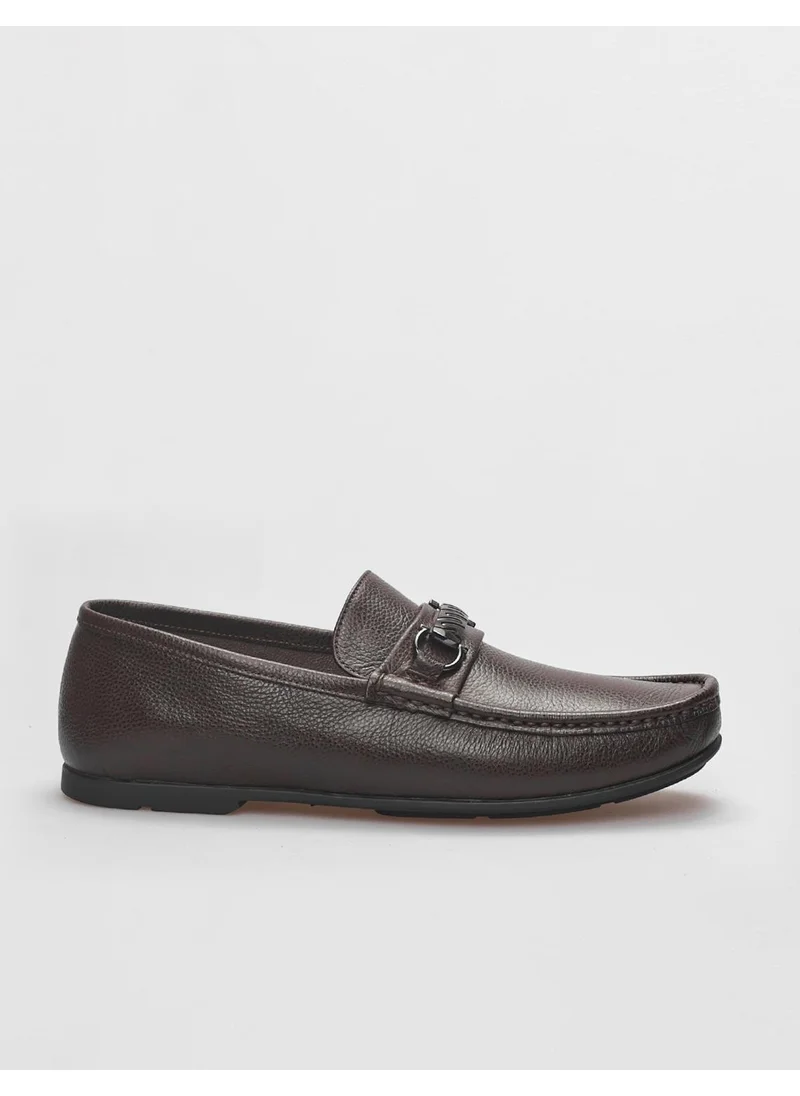 كاباني Leather Brown Buckle Men's Loafer