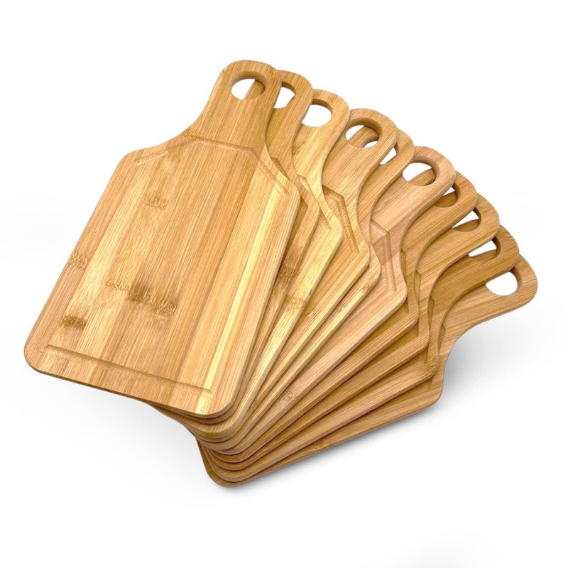 Bulk Plain Bamboo Paddle Cutting Board Set of 10  For Customized Personalized Engraving Purpose  Wholesale Premium Blank Bamboo Board Handle 13 x 6