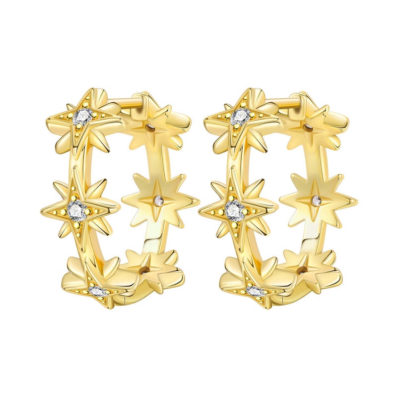 MISEFF Star Moon Earrings Collection with Crystals, 925 Silver, Original Design, Light Luxury Women's Jewelry