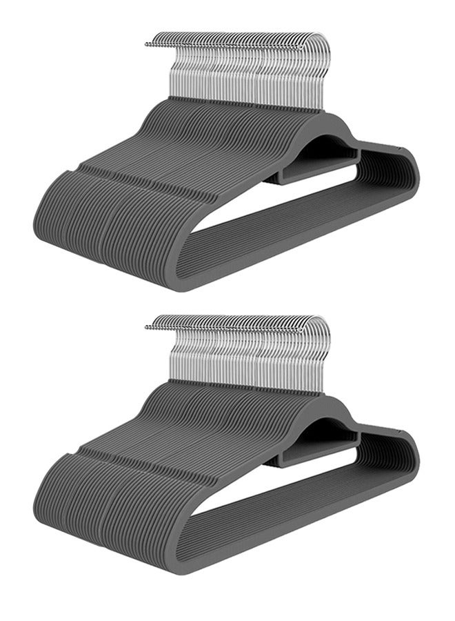 زي سي إم - هابي طقم شماعات قماش مخملي مضاد للانزلاق مكون من 100 قطعة رمادي - Image 1