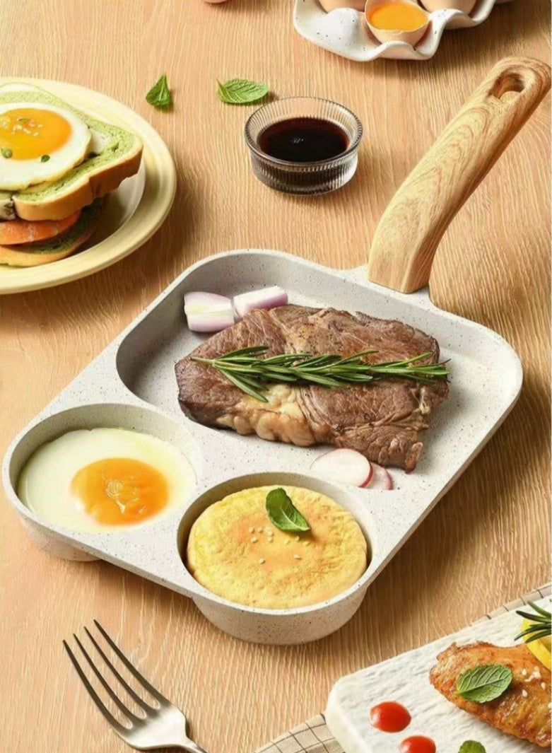 SAHHAHOME 3-in-1 Non-Stick Granite Breakfast Pan, 3-Cup Multi-Section Skillet for Eggs, Pancakes and Grilling, Dishwasher Safe, Works on Gas and Induction Stoves - Image 4