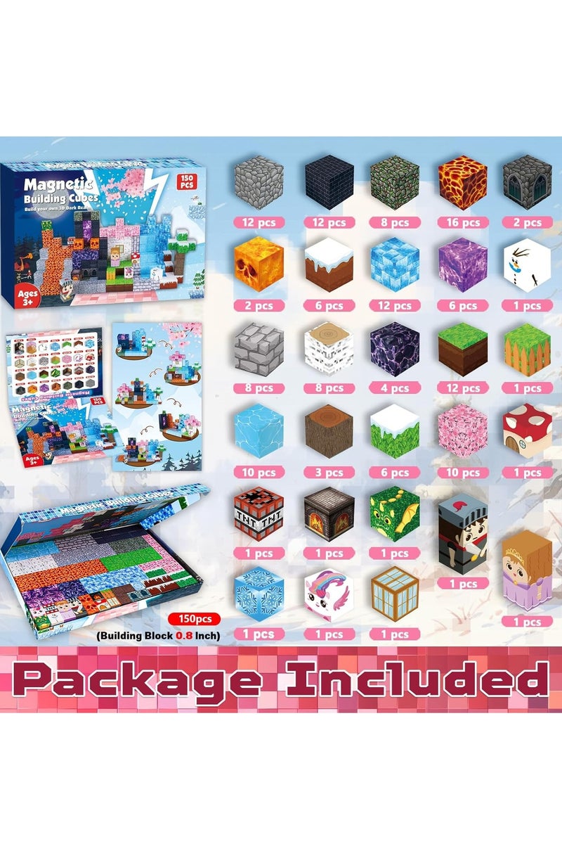 Beauenty Magnetic Blocks, 150 PCS Children's Building Toys, STEM Sensory Toys, Kids Magnet World Set, Themed Gift for Children Ages 3+ (A World of Ice and Fire) - Image 3