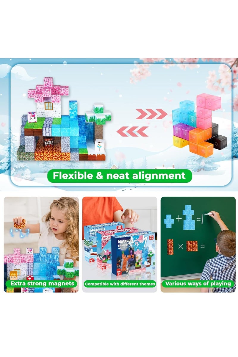Beauenty Magnetic Blocks, 150 PCS Children's Building Toys, STEM Sensory Toys, Kids Magnet World Set, Themed Gift for Children Ages 3+ (A World of Ice and Fire) - Image 4