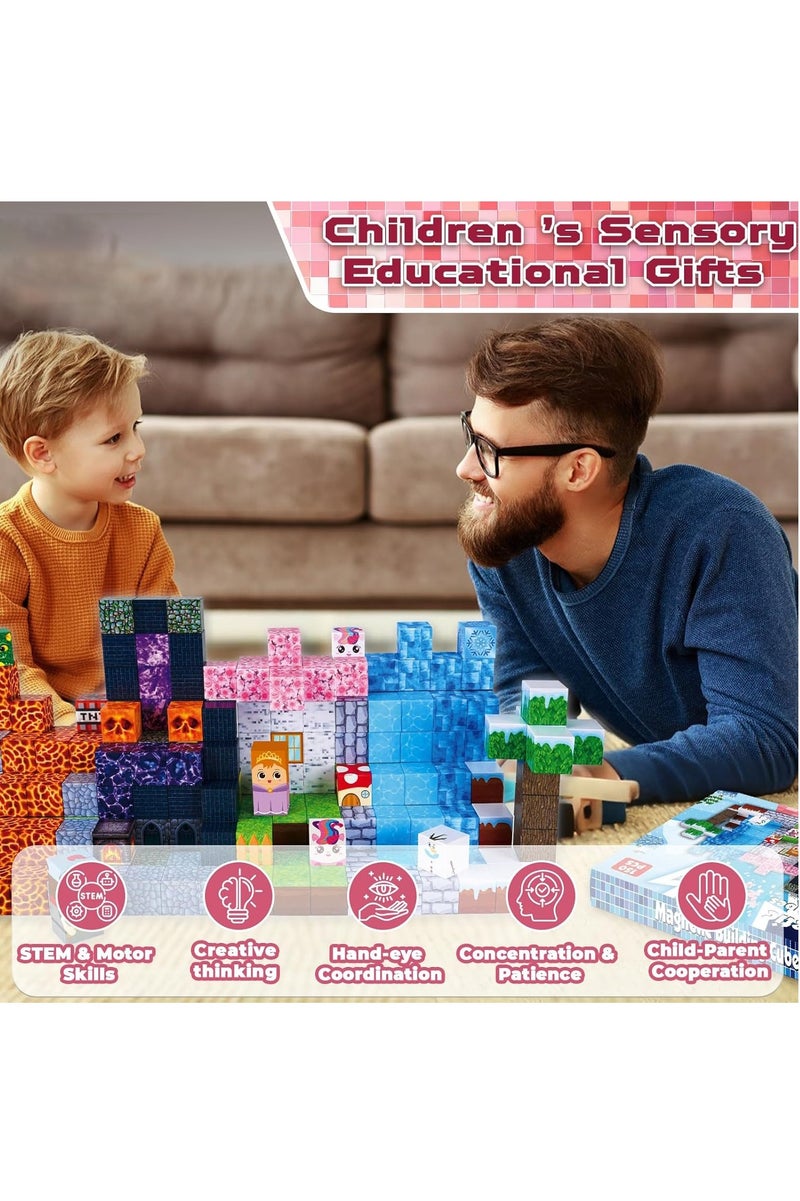 Beauenty Magnetic Blocks, 150 PCS Children's Building Toys, STEM Sensory Toys, Kids Magnet World Set, Themed Gift for Children Ages 3+ (A World of Ice and Fire) - Image 5