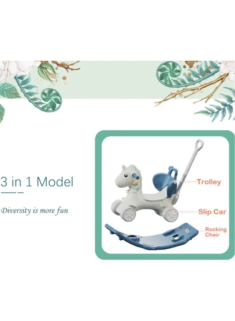 حصان هزاز ثلاثه في واحد للأطفال الصغار حصان هزاز , لعبة هزاز مع لوح توازن قابل للفصل ومسند للقدمين - Image 2