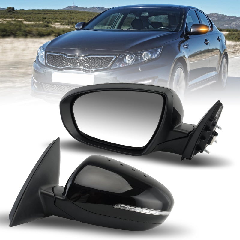MOFOAP Driver Side Mirror Compatible with 2011 2012 2013 Kia Optima Mirrors with Turn Signal LightPower GlassManual FoldingReplace KI1320152 Black 5 Pins