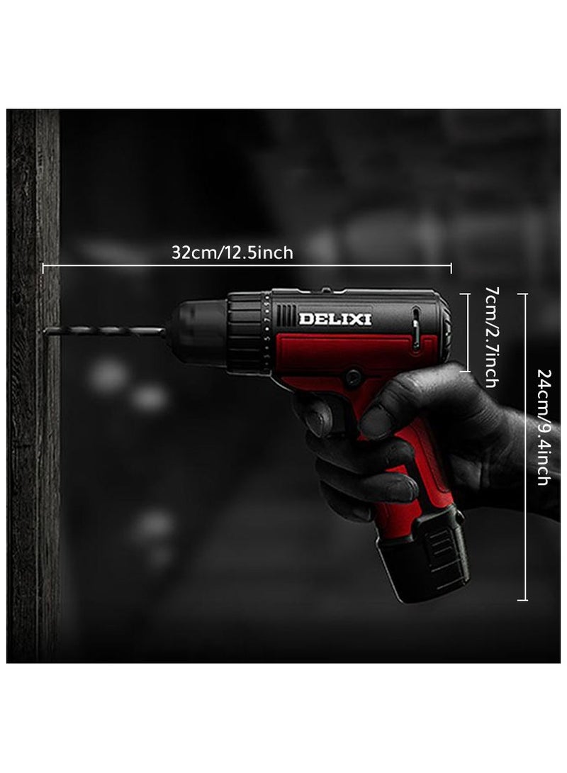 Delixike 12V Electric Cordless Drill,10mm Keyless Chuck Electric Screwdriver Mini Driver, 2 Gear Speed, for Wood Cement Concrete Ceiling Brick Wall - Image 3
